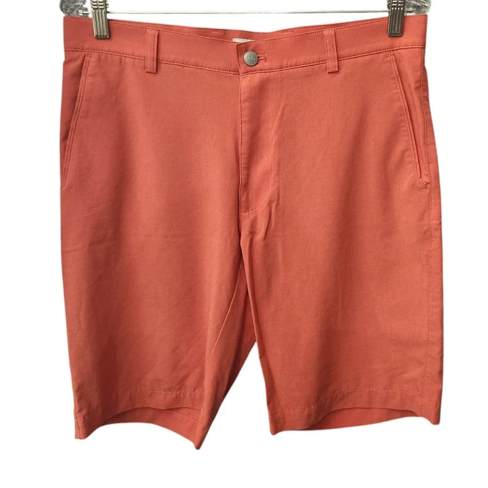 Peter Millar Golf Shorts Mens 32 Performance Luxury Sport Salmon Orange MF23EP01